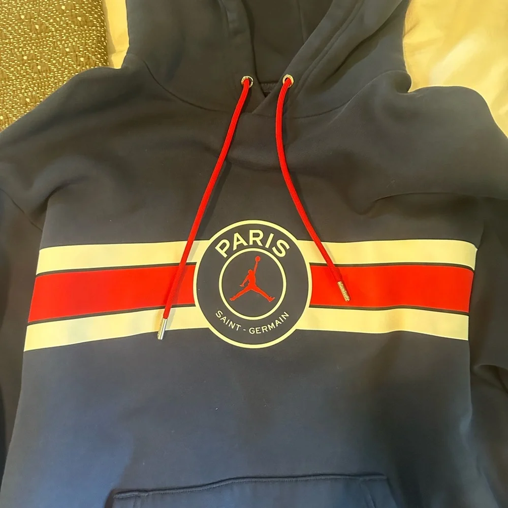 Jordan Navy PSG Hoodie with Red and White Chest Stripe